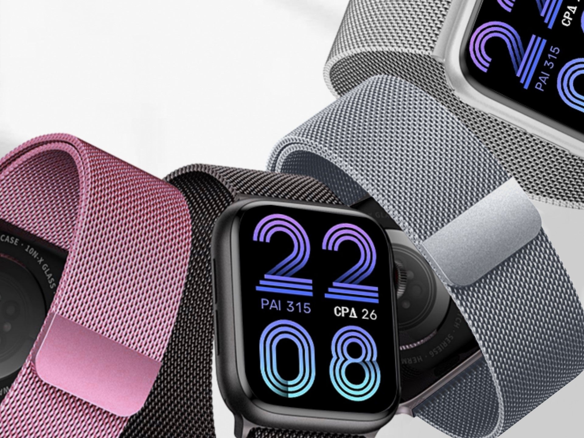 Techancy Grey Magnetic Metal Strap KC2123, Replacement Strap, Compatible With Apple Watch Series: 42mm/44mm/45mm,