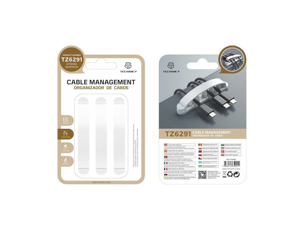 Techancy Cable Organizer, TZ6291, 3 Pack, Easy Open and Close for Cable Storage, White