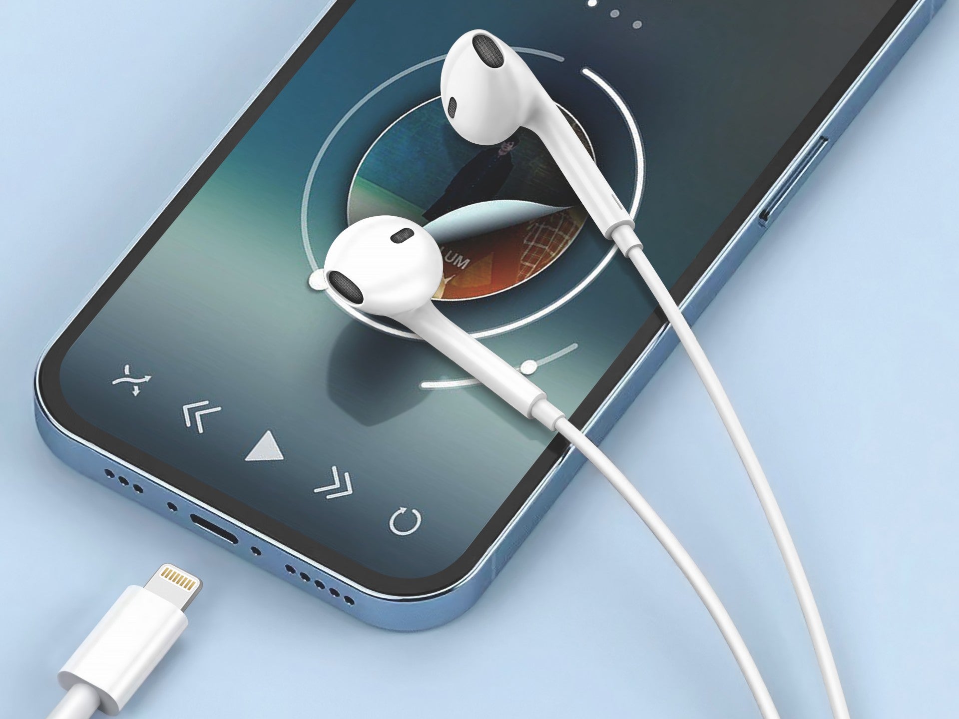 Techancy Wired Earphones TD8084, Plug And Play, Compatible With Ip8/X/11-14, 1.2 Meters, Stereo, Voice Calls
