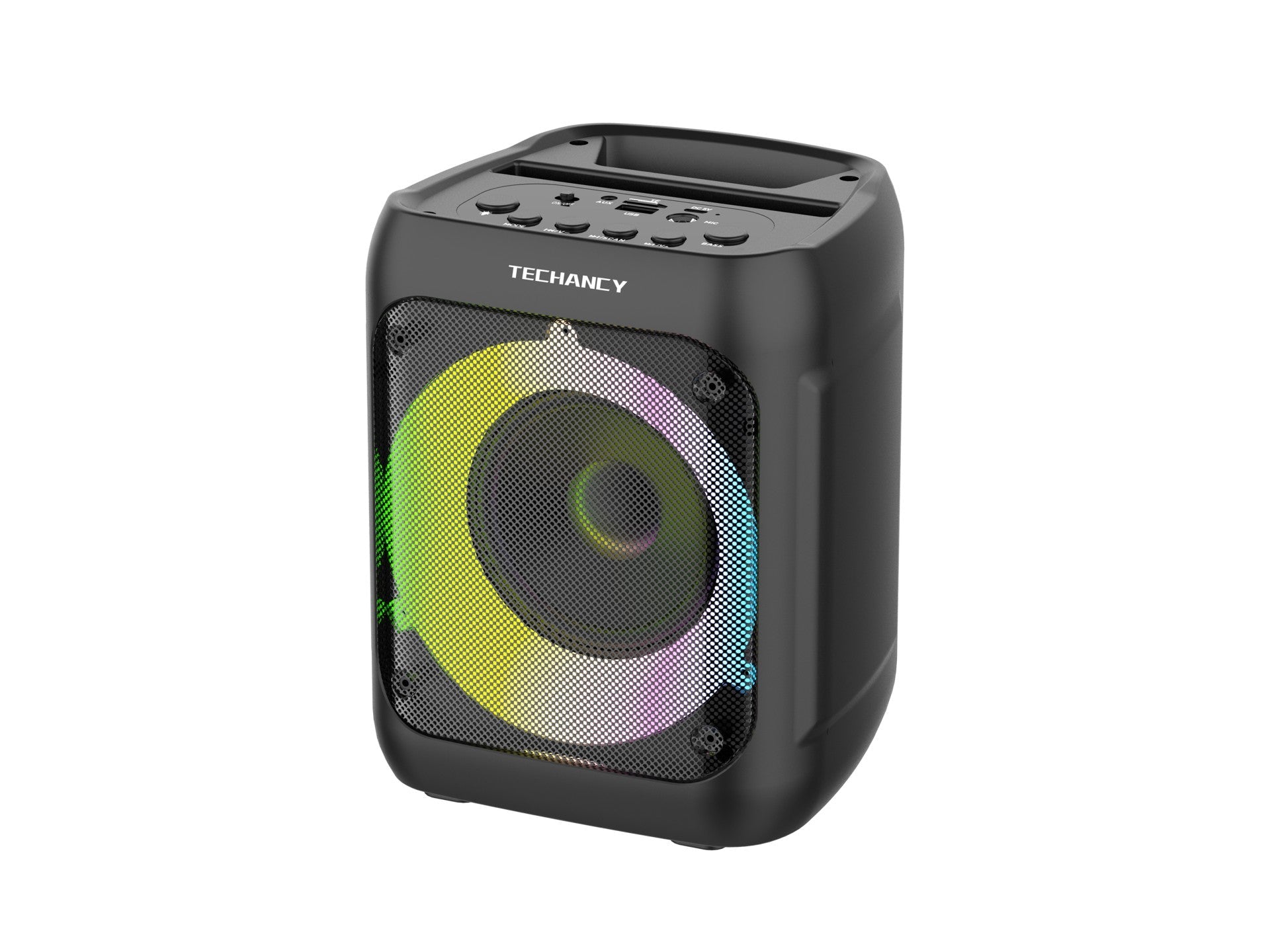 Techancy Altifalante Bluetooth Sem Fios  TH2635, 5 W/4 Polegadas, Som Estéreo Tws, Ritmo De Luz Led, Entrada De Microfone