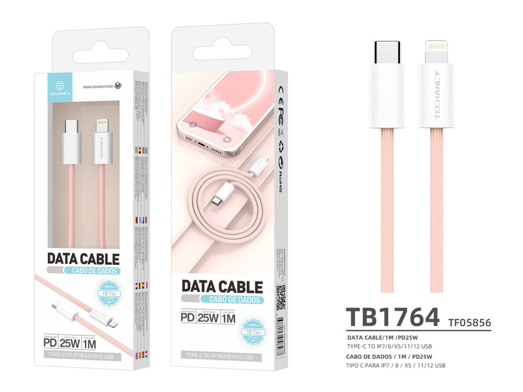 Techancy PD-iPXS/11-14 25 W data cable, TB1764, 1 m, pink