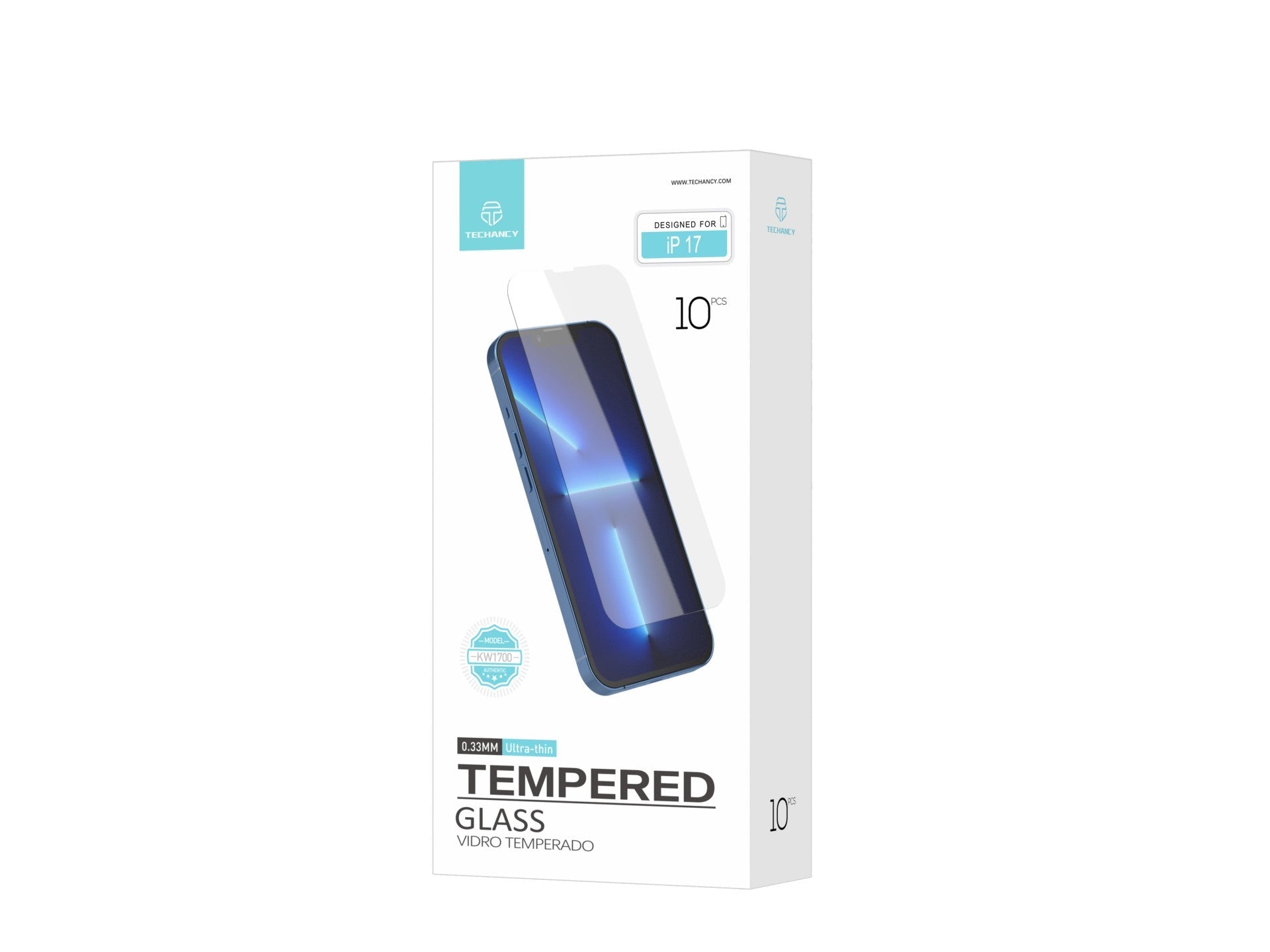 Techancy Tempered Glass Screen Protector for iPhone 17 KW1700, 0.33MM Ultra-Thin, Anti-Fingerprint, Anti-Scratch, HD Transparent