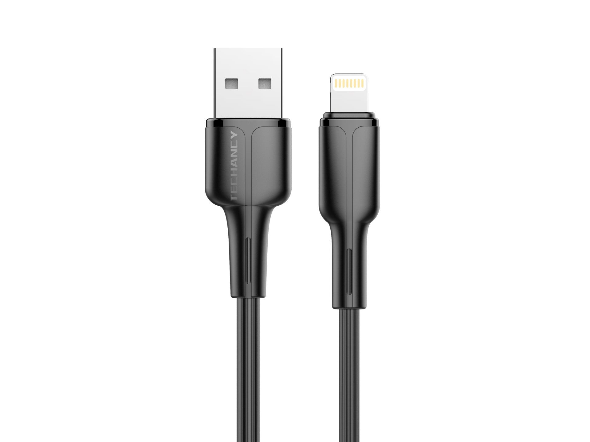 Techancy USB-Lightning Data Cable Black 1m TB1659, Fast Charging 2.4a, Supports Data Transfer, PVC Material